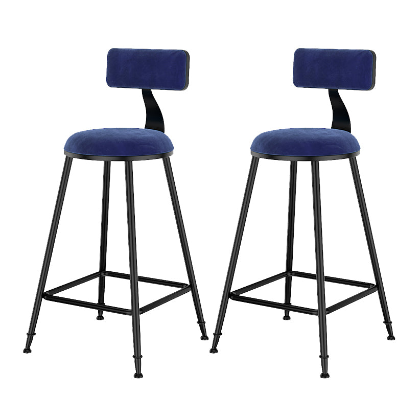 Scandinavian Low Back Footrest Barstool Matte Finish Velvet Counter Stool