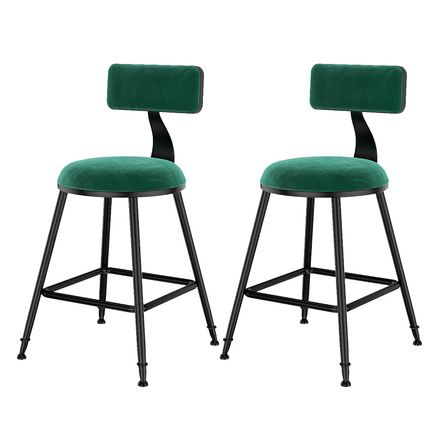 Scandinavian Low Back Footrest Barstool Matte Finish Velvet Counter Stool