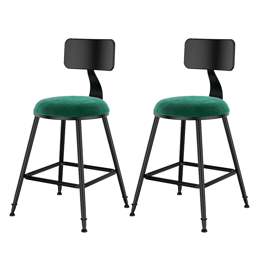 Scandinavian Low Back Footrest Barstool Matte Finish Velvet Counter Stool