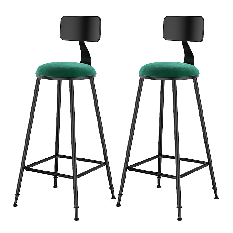 Scandinavian Low Back Footrest Barstool Matte Finish Velvet Counter Stool