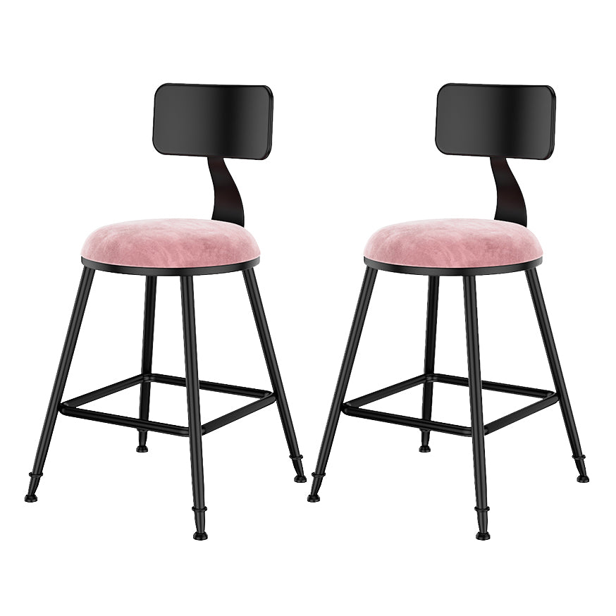 Scandinavian Low Back Footrest Barstool Matte Finish Velvet Counter Stool