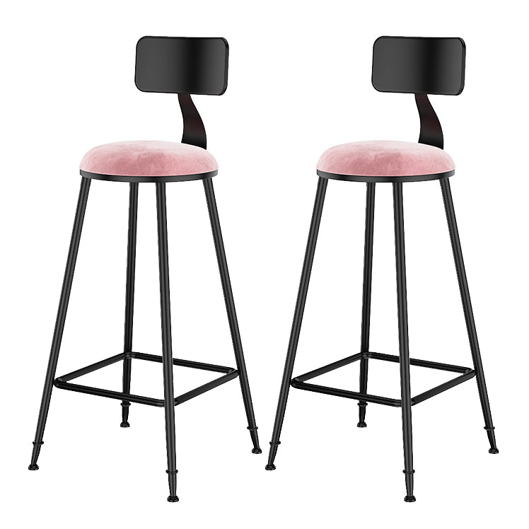 Scandinavian Low Back Footrest Barstool Matte Finish Velvet Counter Stool