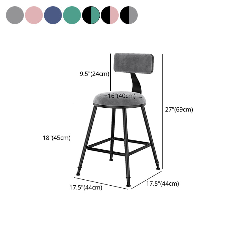 Scandinavian Low Back Footrest Barstool Matte Finish Velvet Counter Stool