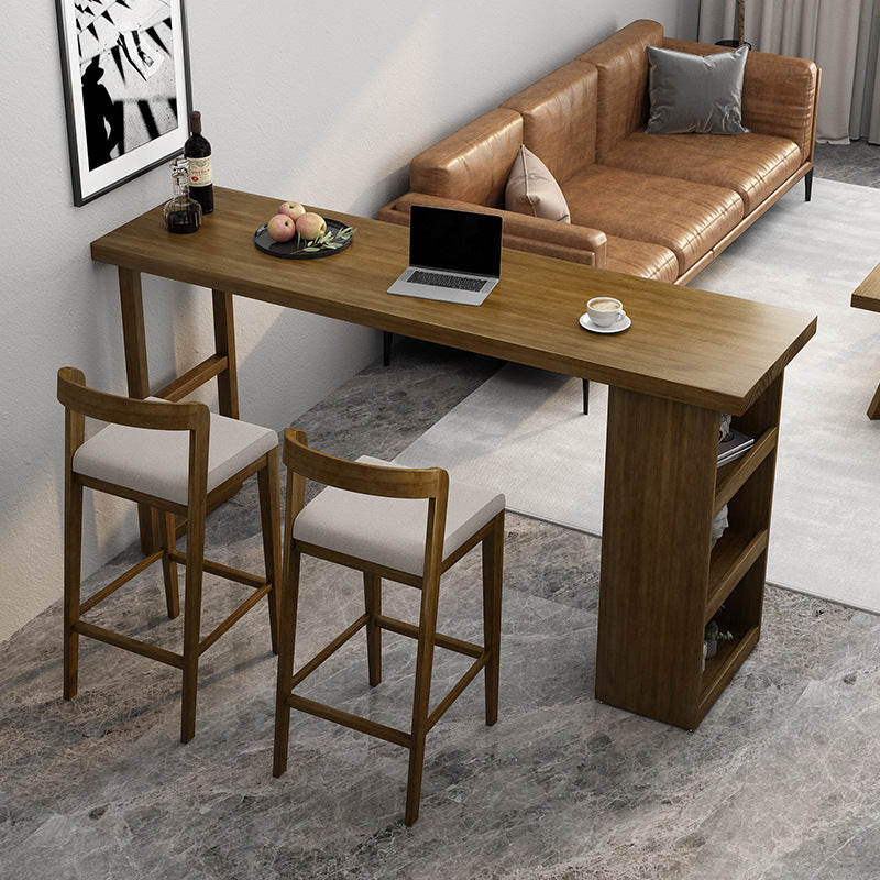 Rectangle Wood Bar Dining Table Contemporary Bar Table with Sled Base