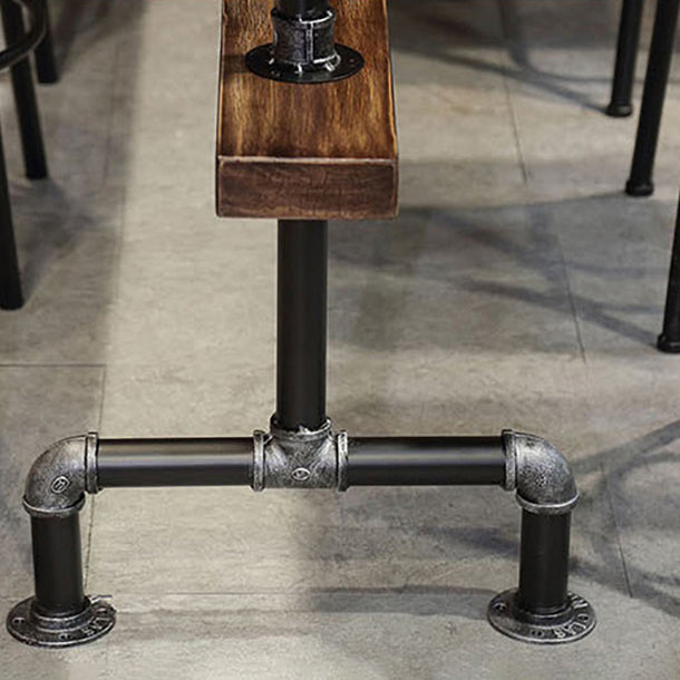 Pine Wood Bar Table Industrial Bar Dining Table with Trestle Base in Black