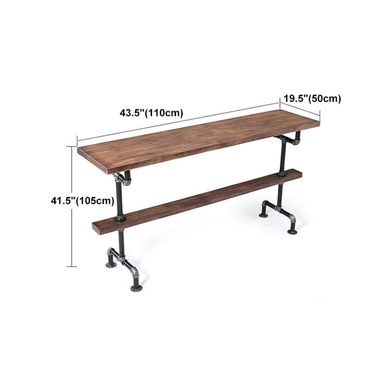 Pine Wood Bar Table Industrial Bar Dining Table with Trestle Base in Black