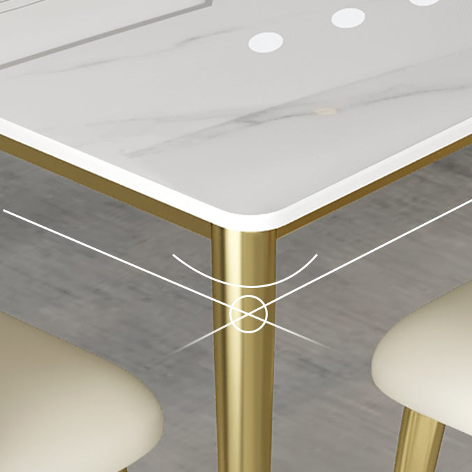 Glam 1/5/6/7 Pieces Dinette Set with White Sintered Stone Top Rectangle Dining Table Set