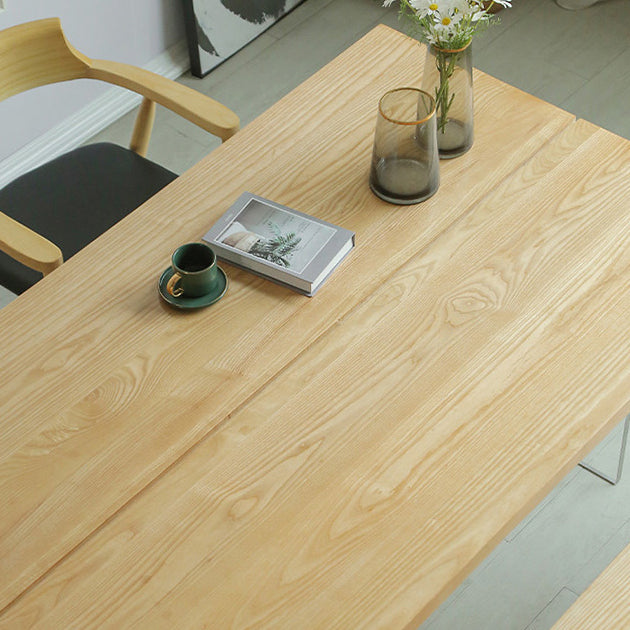 Solid Wood Top Dining Table Rectangle Pine Wood Table with Sled Base