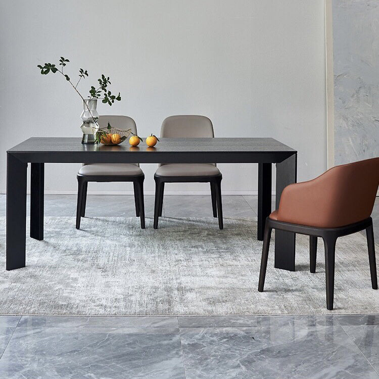 Modern Pine Wood Table for Restaurant Rectangle Black Dining Table with 4 Legs