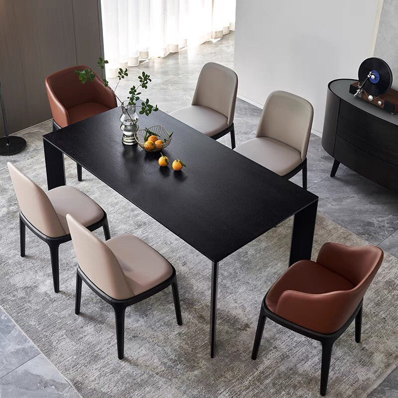 Modern Pine Wood Table for Restaurant Rectangle Black Dining Table with 4 Legs