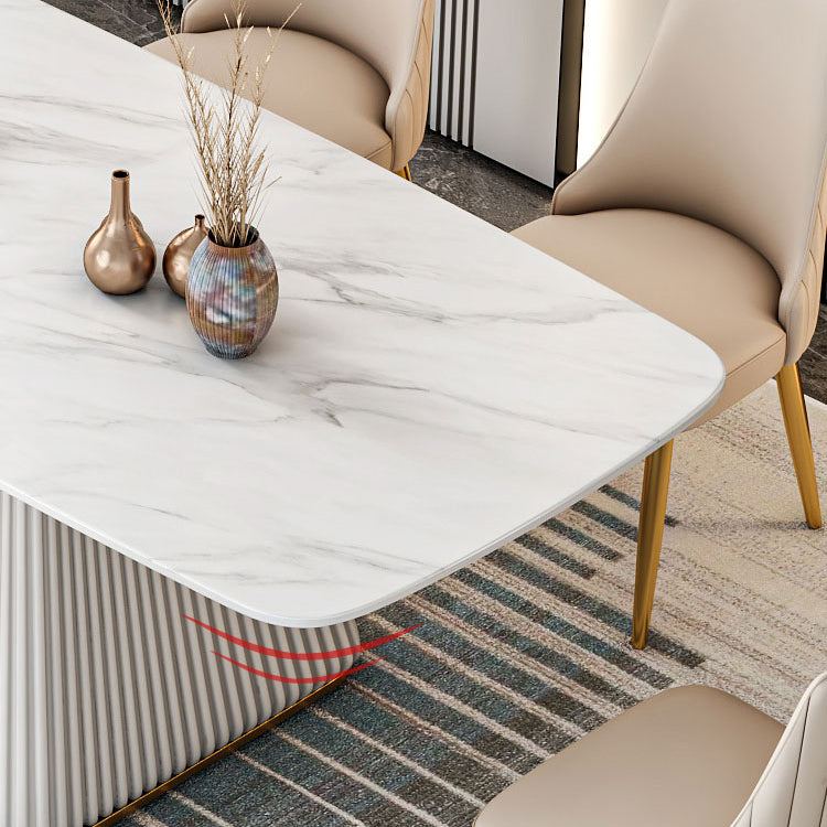 Mesa de comedor de piedra sinterizada Mesa de comedor tradicional de lujo con base de pedestal