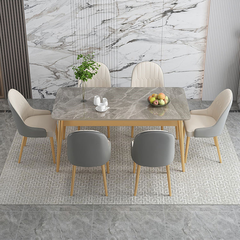 Traditional Luxury Rectangle Dining Table Stone Dinner Table with 4-foot