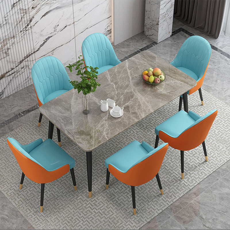 Traditional Luxury Rectangle Dining Table Stone Dinner Table with 4-foot