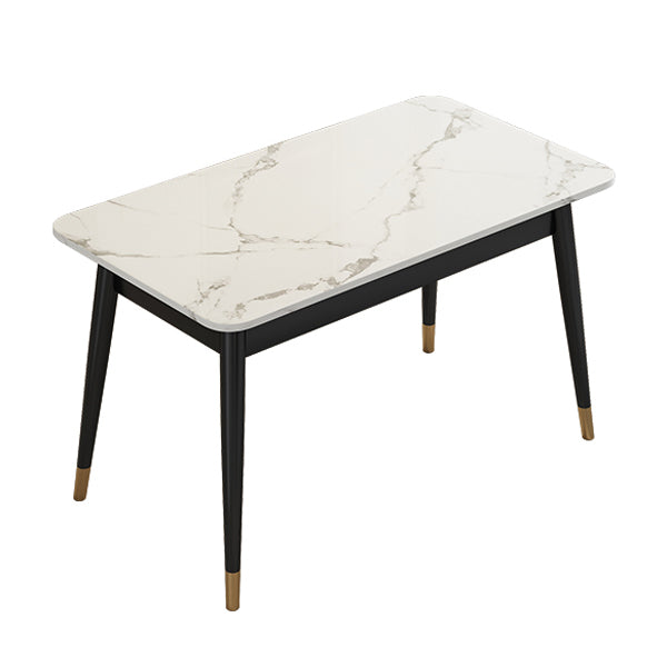 White Rectangle Dining Table Traditional Luxury Dining Table with Metal Base
