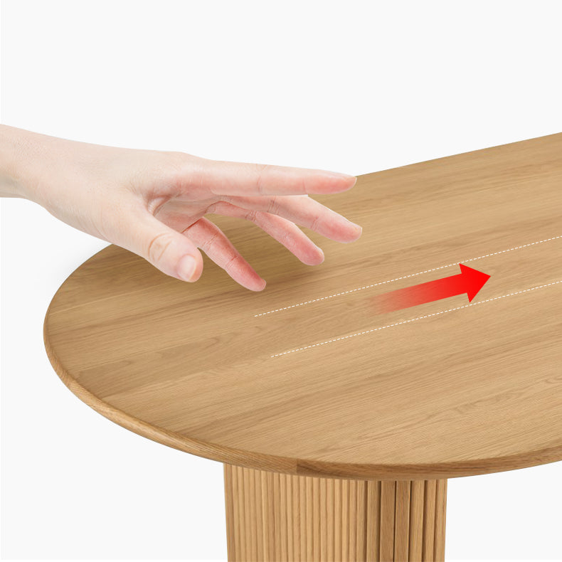 Oval Double Pedestal Modern Table Wood Color Fixed Table of Pinewood Solid Wood