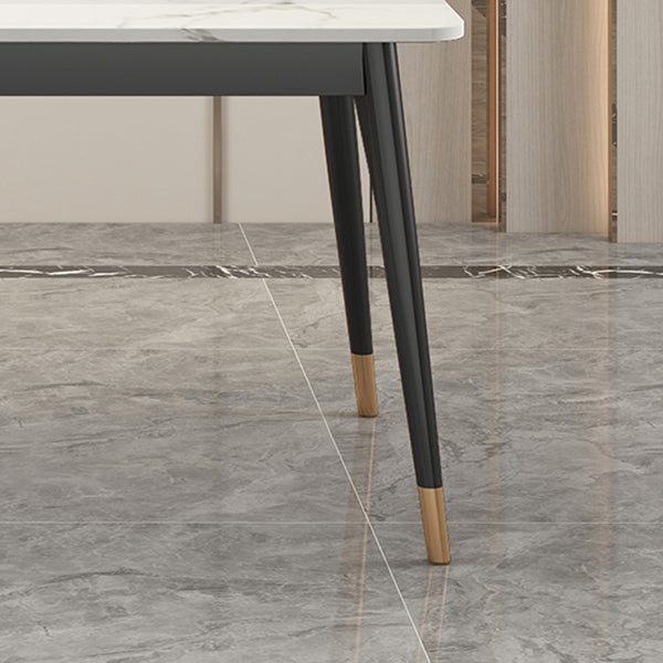 Sintered Stone Dining Table Traditional Luxury 4 Legs Table with Metal Base