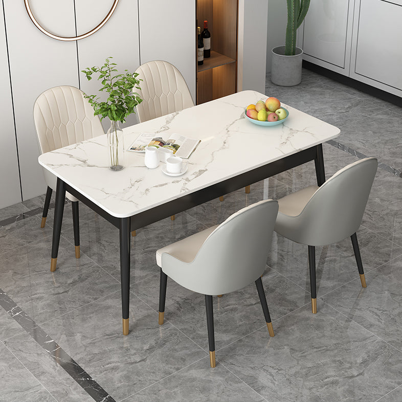 Sintered Stone Dining Table Traditional Luxury 4 Legs Table with Metal Base