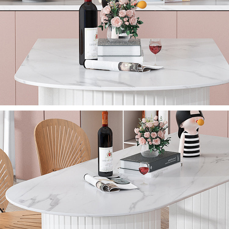 Modern Oval Dining Table Wood Double Pedestal Home Kitchen Dinner Table in White