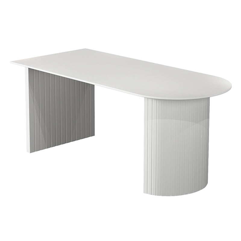 Modern Oval Dining Table Wood Double Pedestal Home Kitchen Dinner Table in White