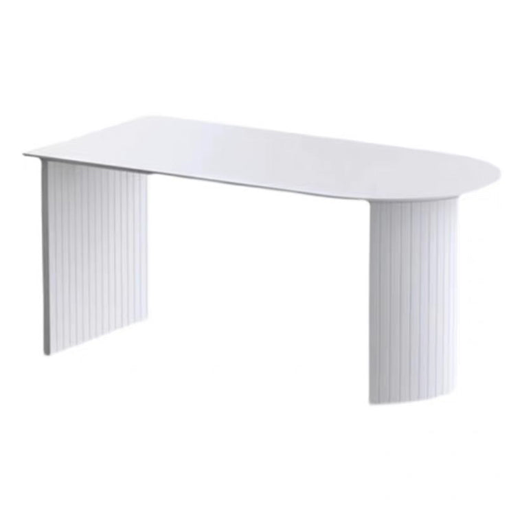 Sintered Stone and Ash Wood White Table Modern Dining Table with Double Pedestal