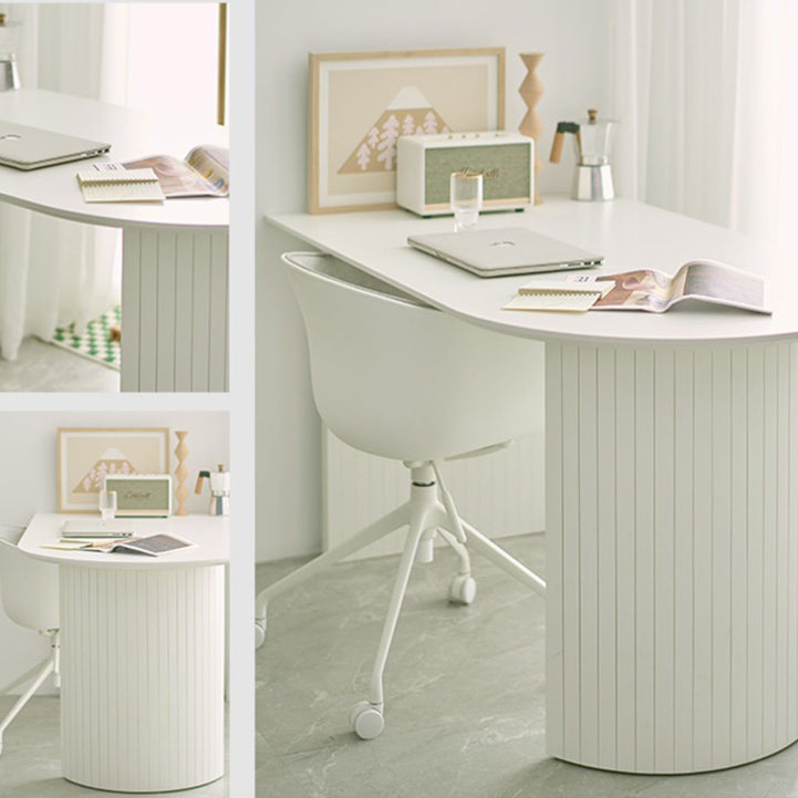 Sintered Stone and Ash Wood White Table Modern Dining Table with Double Pedestal