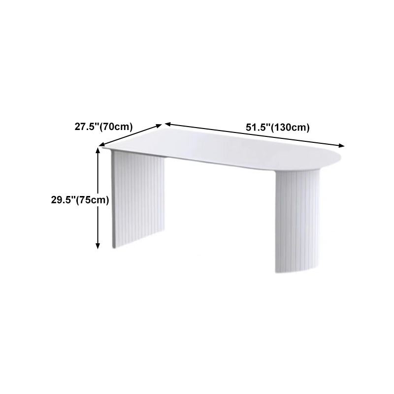 Sintered Stone and Ash Wood White Table Modern Dining Table with Double Pedestal