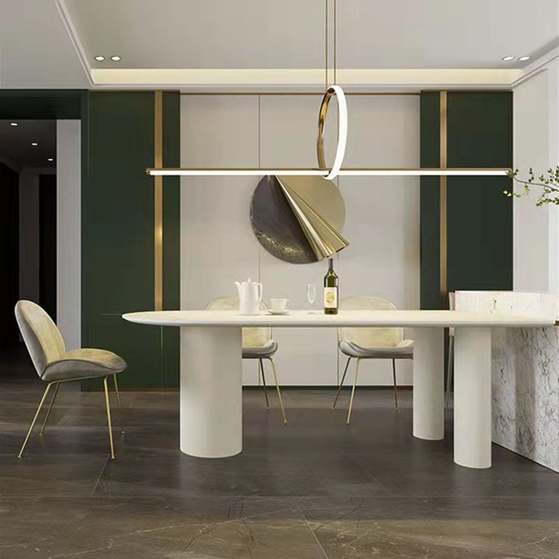 Irregular Shape White Table for Restaurant Sintered Stone Top Island Table with 3 Legs