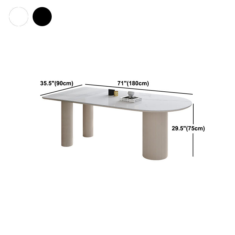Irregular Shape White Table for Restaurant Sintered Stone Top Island Table with 3 Legs