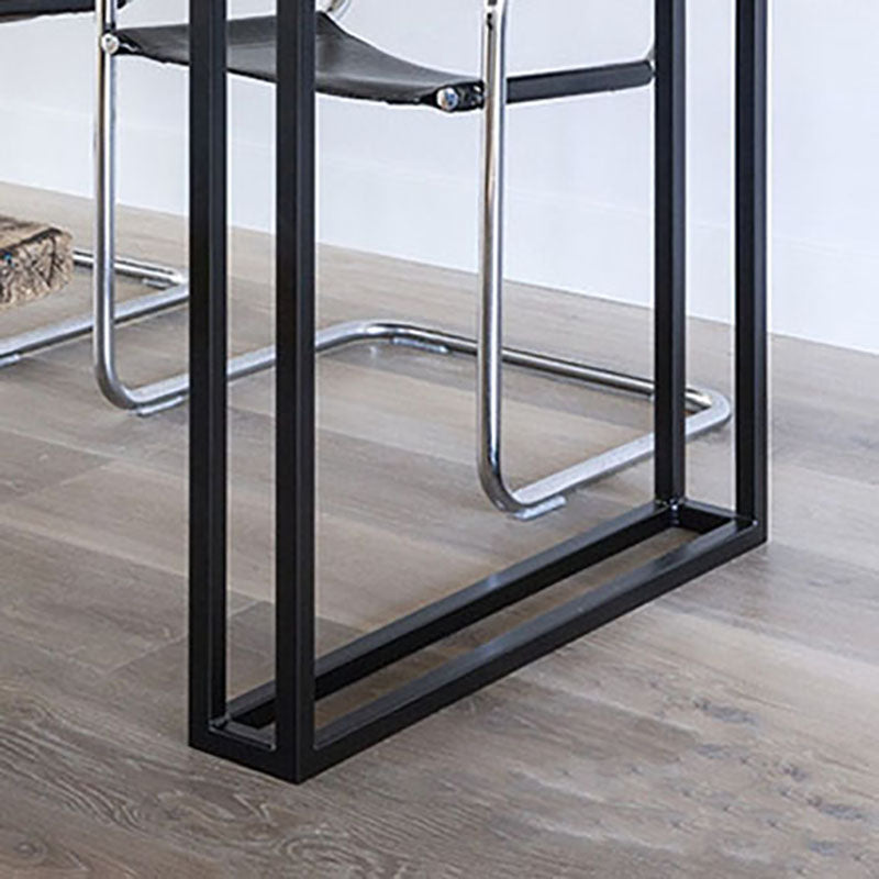 Solid Wood Top Dining Table Contemporary Dining Table with Sled Base in Black