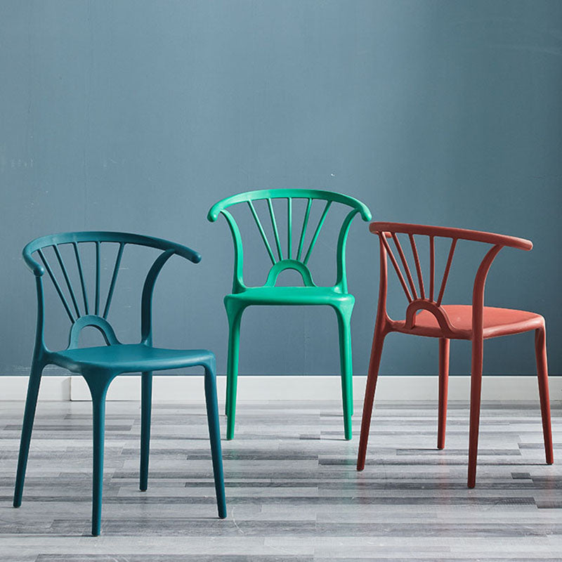 Contemporary Stackable Chairs Dining Kitchen Arm Chair with Plastic Legs