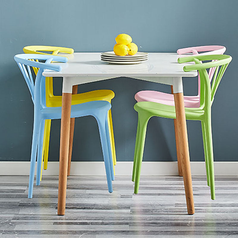 Contemporary Stackable Chairs Dining Kitchen Arm Chair with Plastic Legs