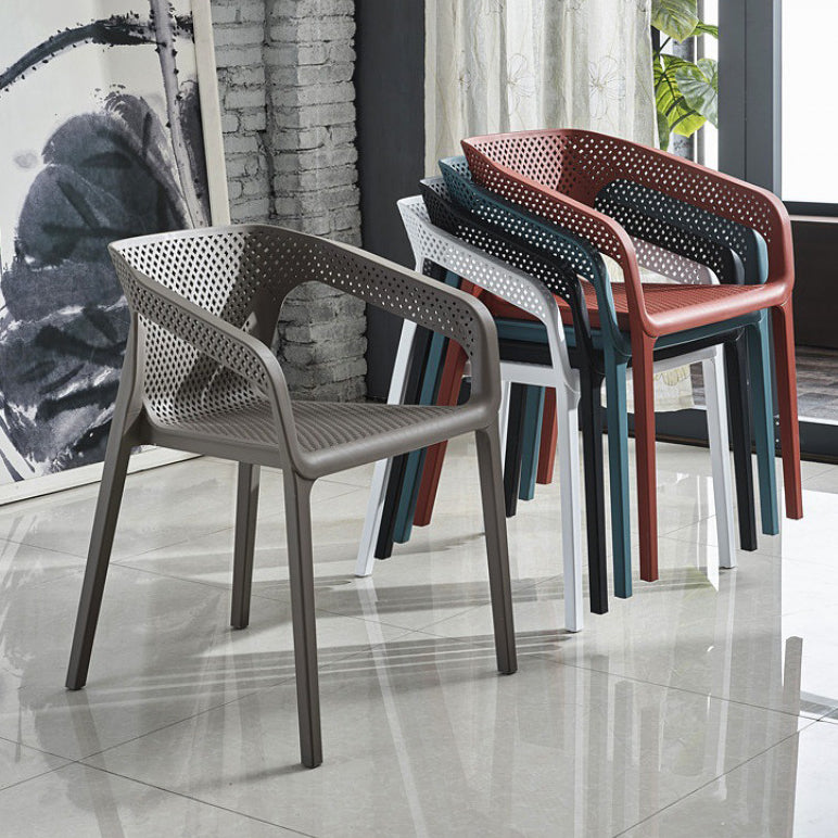 Contemporary Stackable Chair Dining Kitchen Arm Chair with Plastic Legs