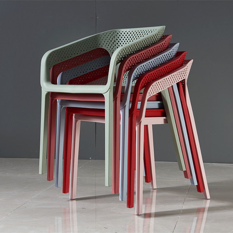 Contemporary Stackable Chair Dining Kitchen Arm Chair with Plastic Legs