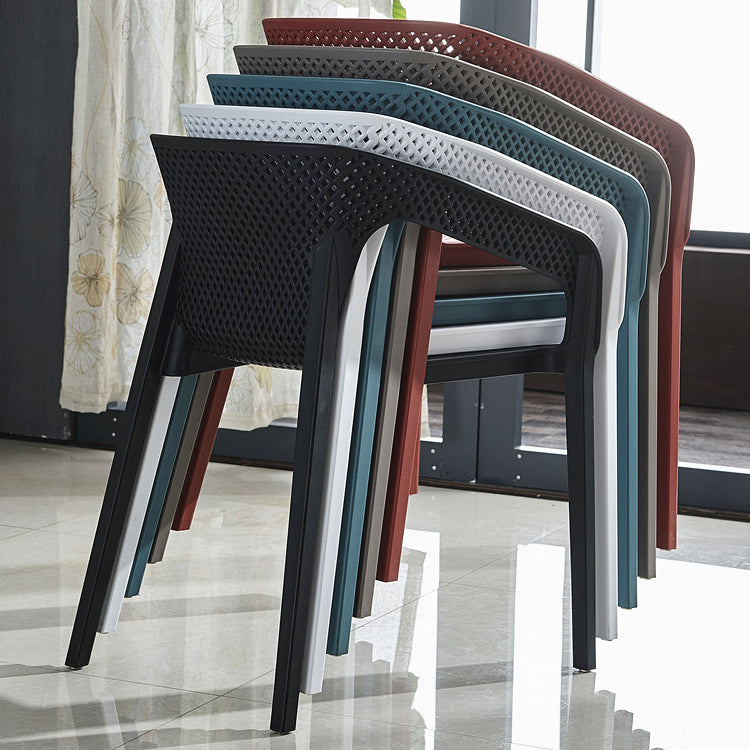 Contemporary Stackable Chair Dining Kitchen Arm Chair with Plastic Legs