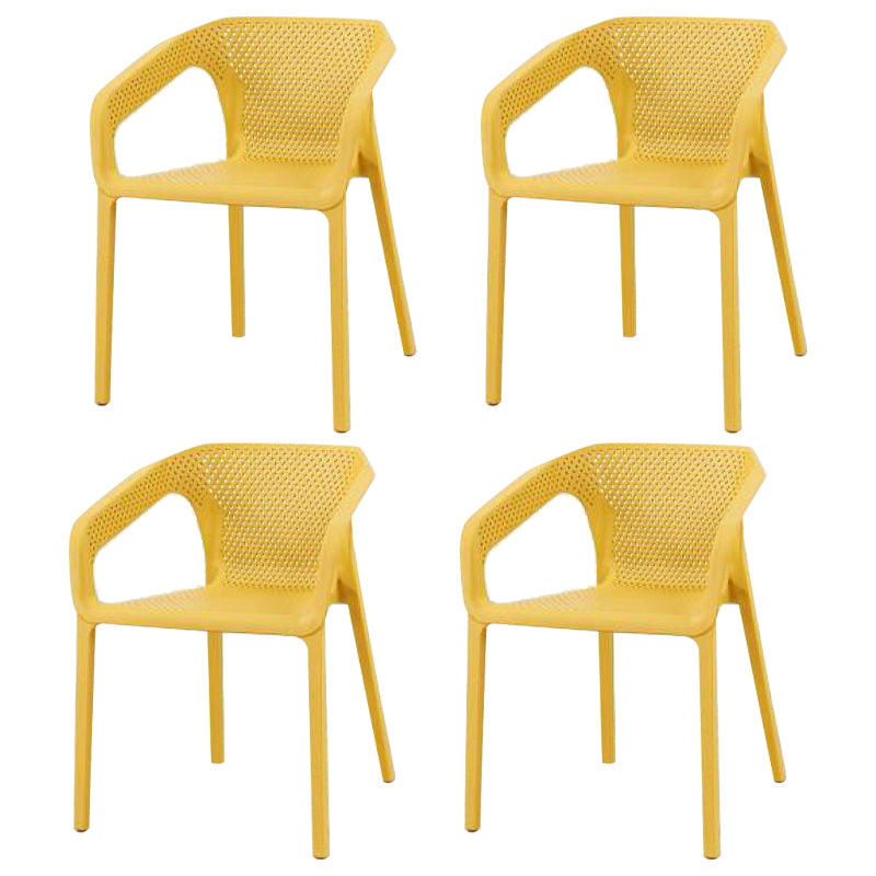 Contemporary Stackable Chair Dining Kitchen Arm Chair with Plastic Legs