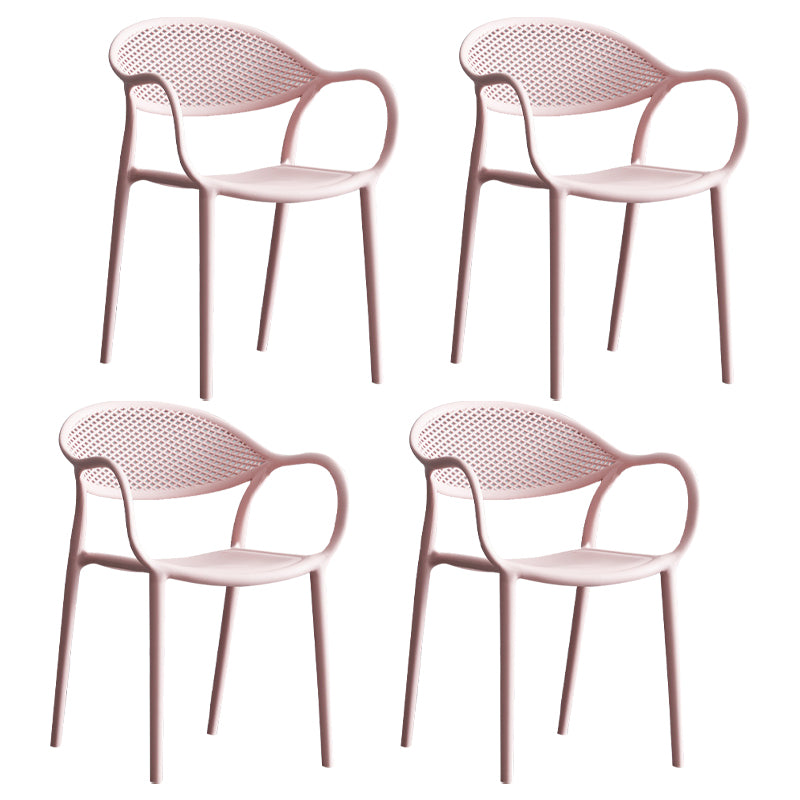 Contemporary Style Stackable Plastic Dining Chairs Open Back Kitchen Arm Chair
