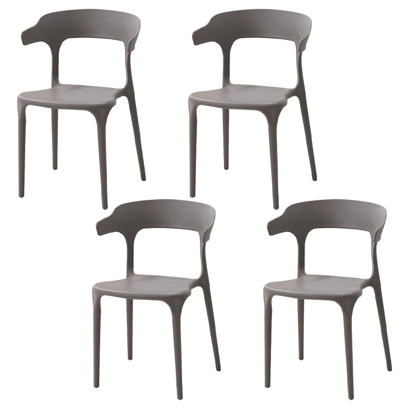Contemporary Style Stackable Chair Open Back Kitchen Arm Chair with Plastic Legs