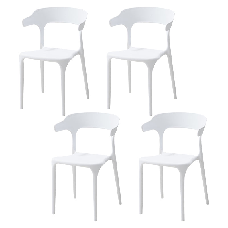Contemporary Style Stackable Chair Open Back Kitchen Arm Chair with Plastic Legs