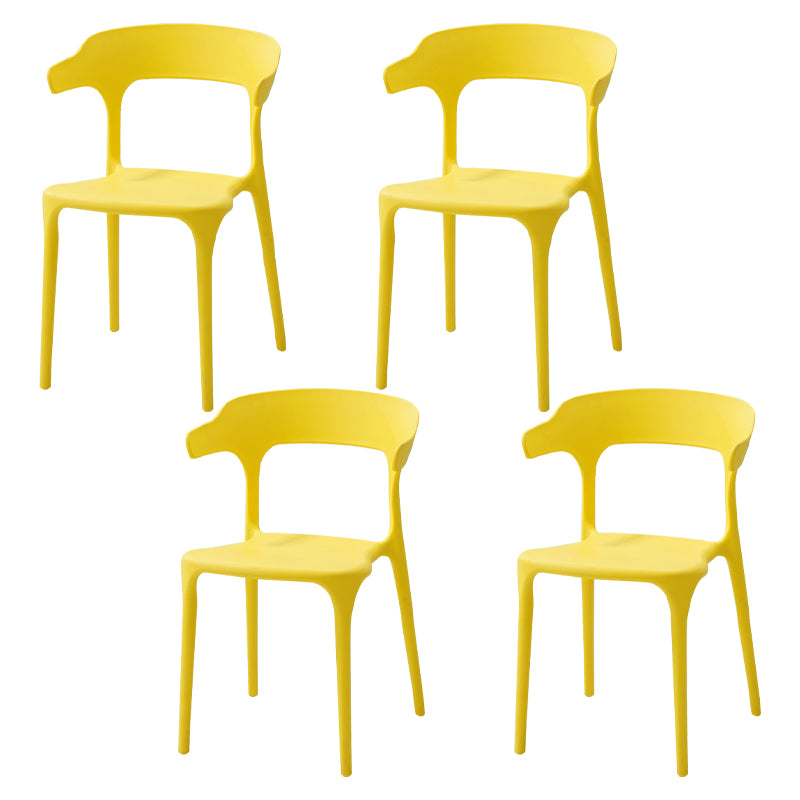 Contemporary Style Stackable Chair Open Back Kitchen Arm Chair with Plastic Legs