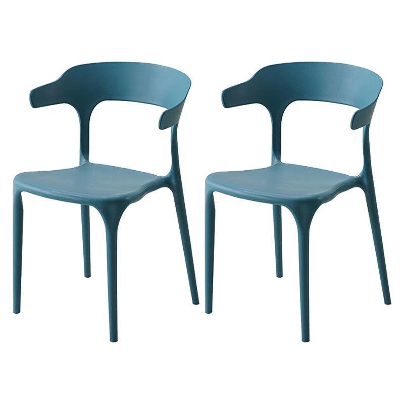 Contemporary Style Stackable Chair Open Back Kitchen Arm Chair with Plastic Legs