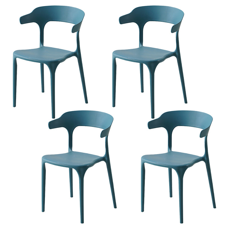 Contemporary Style Stackable Chair Open Back Kitchen Arm Chair with Plastic Legs