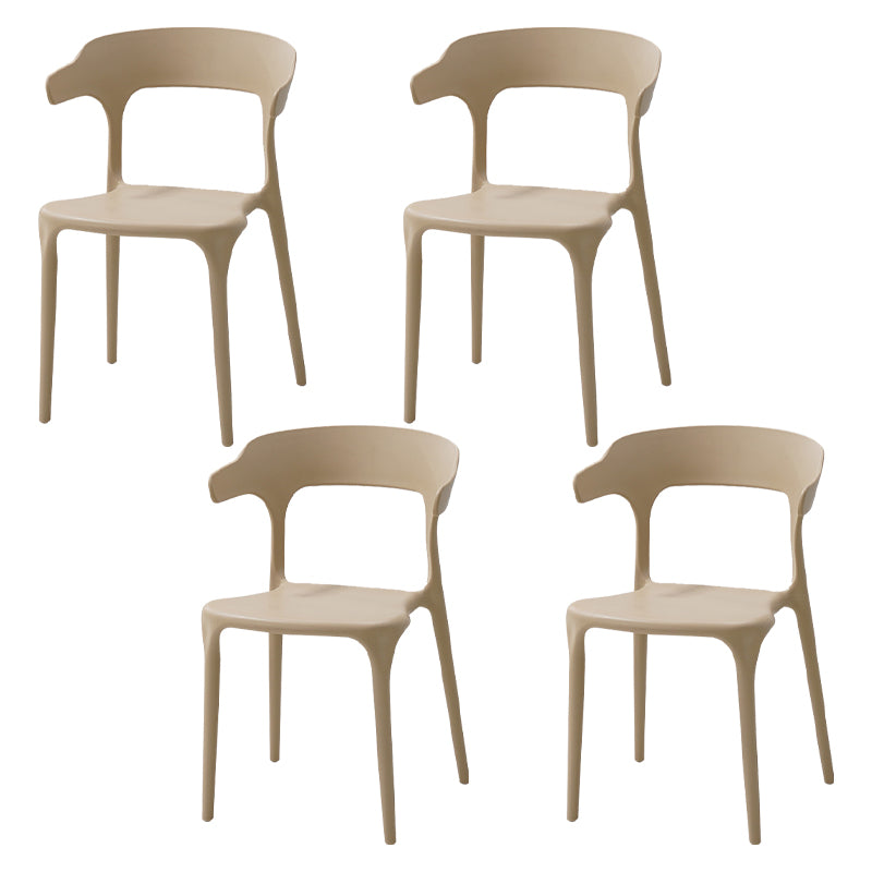 Contemporary Style Stackable Chair Open Back Kitchen Arm Chair with Plastic Legs