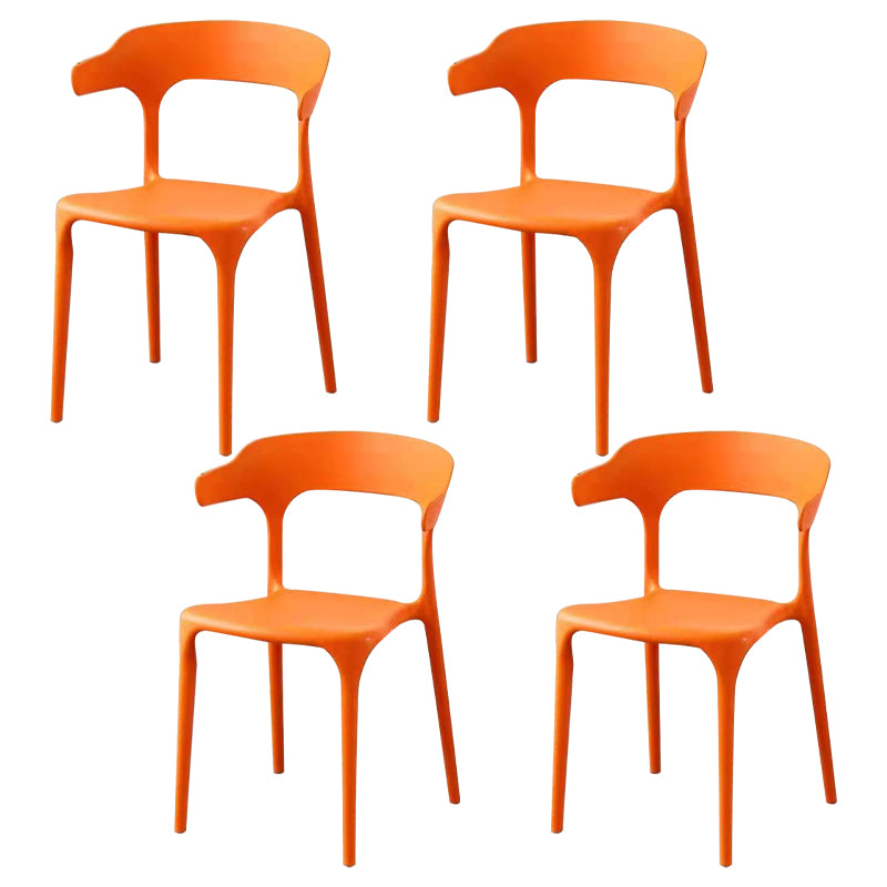 Contemporary Style Stackable Chair Open Back Kitchen Arm Chair with Plastic Legs
