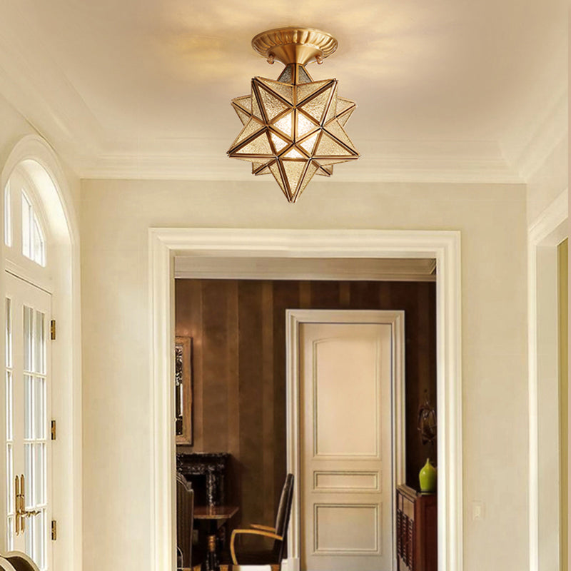 Shaded Aisle Semi Flush Mount Ceiling Light Vintage Glass Semi Flush Ceiling Light