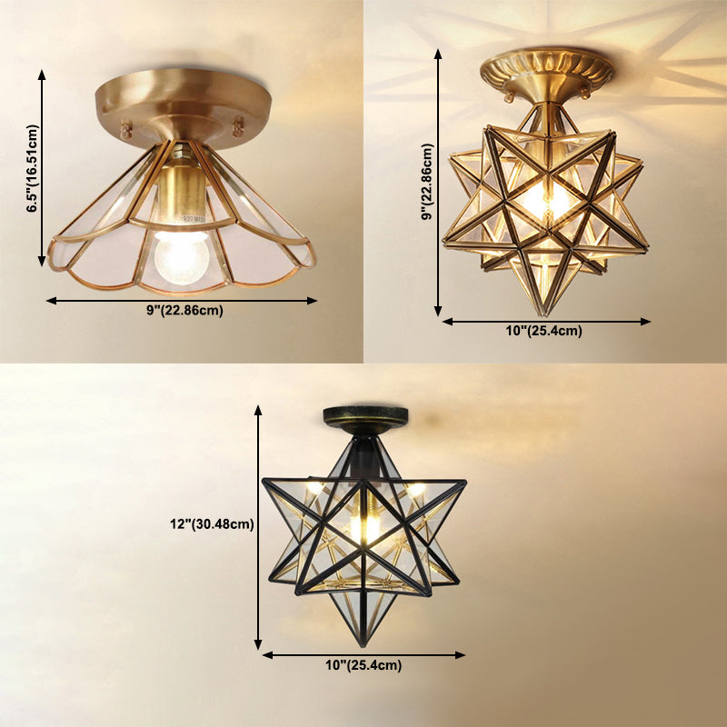 Shaded Aisle Semi Flush Mount Ceiling Light Vintage Glass Semi Flush Ceiling Light