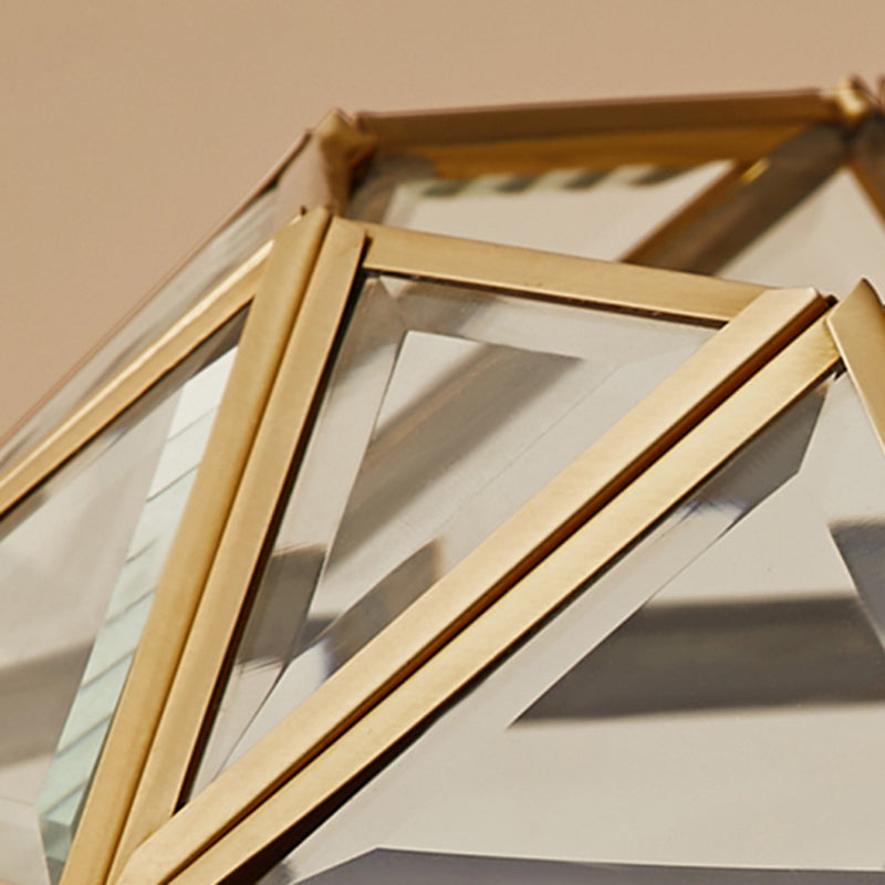 Brass Shaded Semi Flush Ceiling Light Vintage Glass Aisle Ceiling Mounted Light