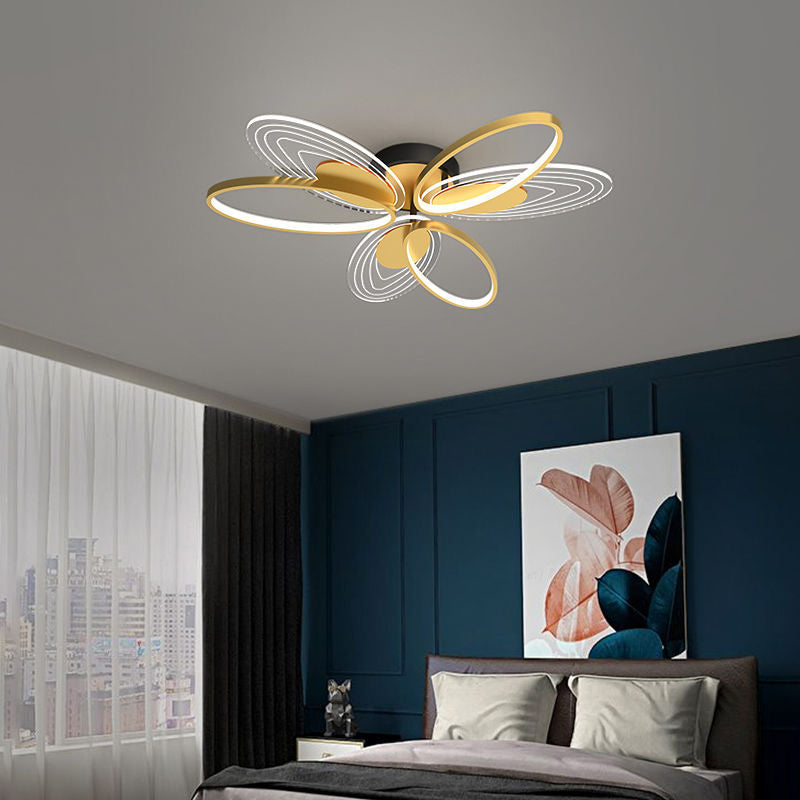 Forma de la flor de metal al ras del techo de techo moderno múltiples luces de montaje al ras en oro