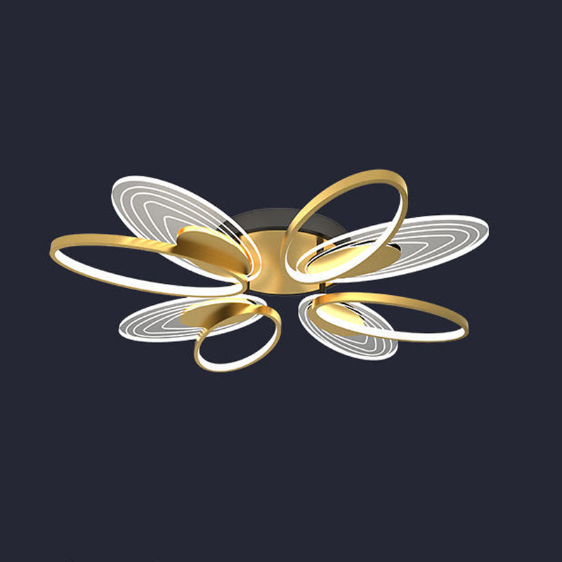 Forma de la flor de metal al ras del techo de techo moderno múltiples luces de montaje al ras en oro