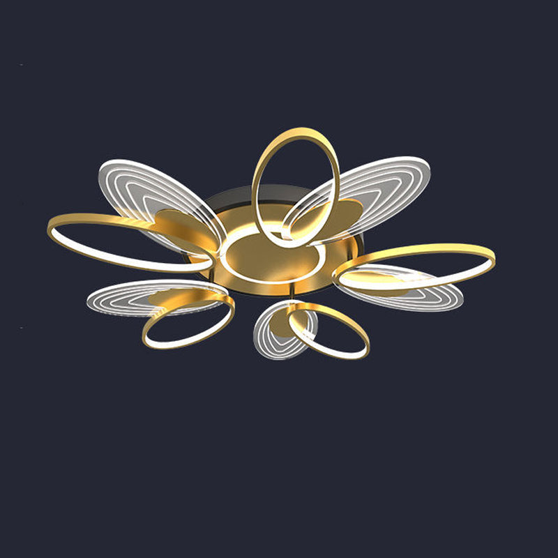 Forma de la flor de metal al ras del techo de techo moderno múltiples luces de montaje al ras en oro