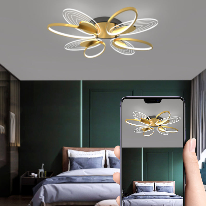Forma de la flor de metal al ras del techo de techo moderno múltiples luces de montaje al ras en oro